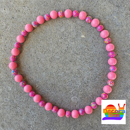 Pink Jawbreaker Beaded Necklace