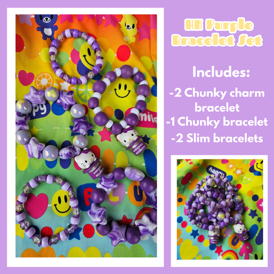 Kitty Purple Bracelet Set