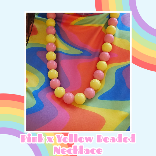 Pink x Yellow Beaded Necklace