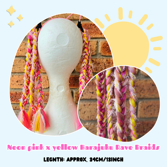 Neon Pink x Yellow Harajuku Rave Braids