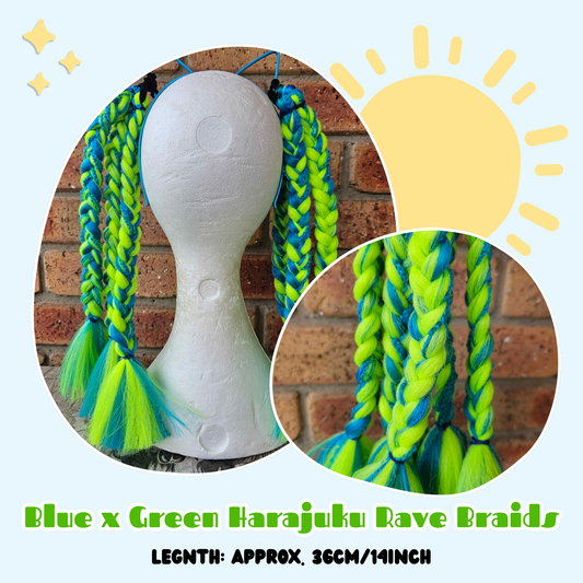 Blue x Green Harajuku Rave Braids
